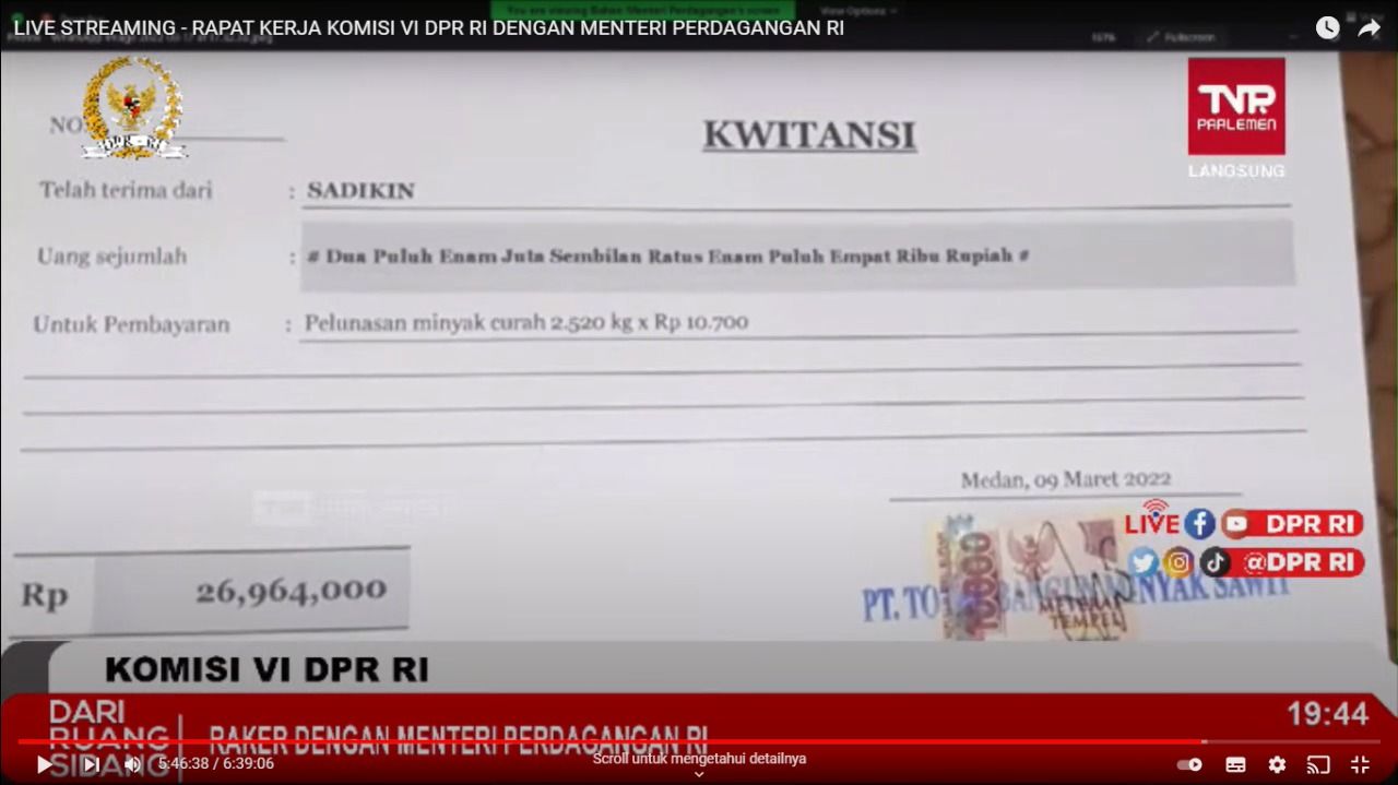 Bukti Kuitansi Pembelian Minyak Goreng