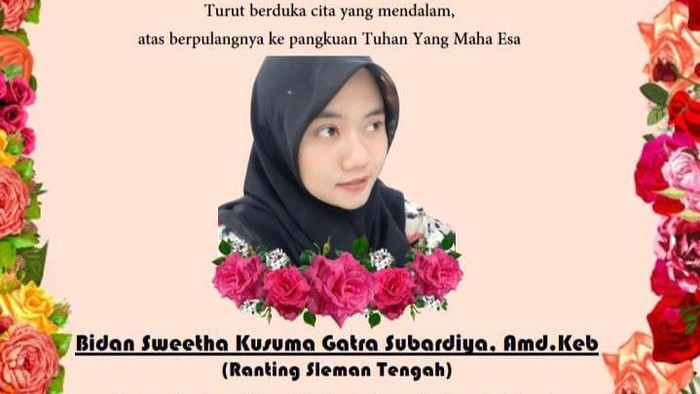 Ikatan Bidan Sleman Tengah berduka atas tewasnya bidan Sweetha. Sweetha ditemukan tewas di kolong Tol Semarang-Bawen KM 425.