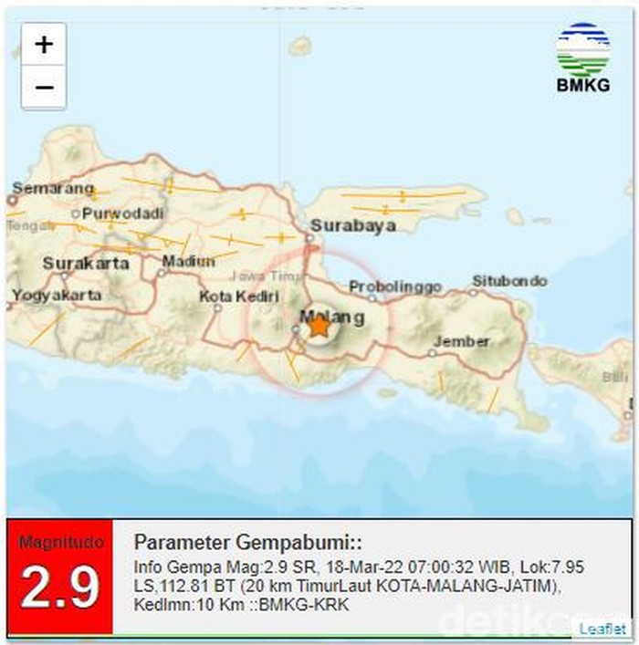 Malang diguncang gempa bermagnitudo 2.9