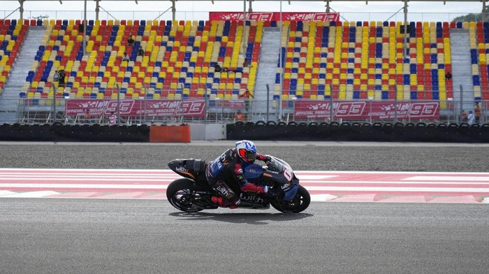 Italian rider Andrea Dovizioso of U Yamaha RNF MotoGP™ rides his motorbike during second free practice at Pertamina Mandalika Circuit in Mandalika, Lombok Island, Indonesia, Friday, March 18, 2022. (AP Photo/Achmad Ibrahim)