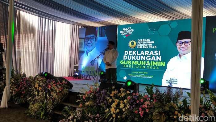 Muhaimin Iskandar saat menghadiri deklarasi dukungan untuk dirinya di Pilpres 2024 di Malang