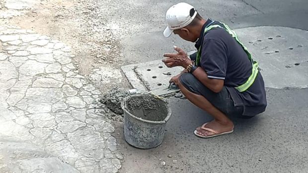 Perbaikan sumur resapan di Jl Karang Tengah, Lebak Bulus, Jaksel. (Dok Jaya Beton)