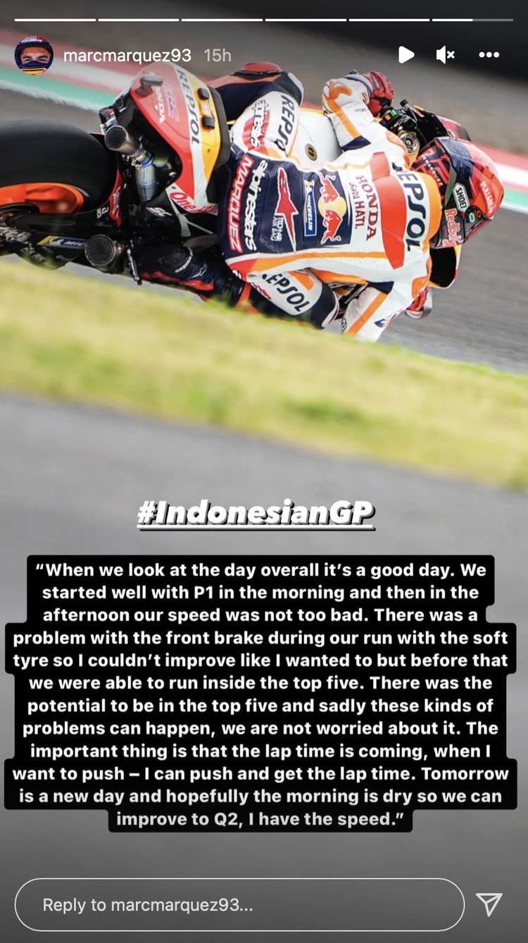 Rider MotoGP melakukan sesi latihan bebas dan berupaya keras menaklukan Sirkuit Mandalika.