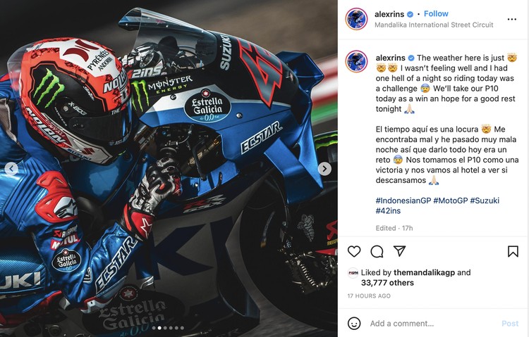 Rider MotoGP melakukan sesi latihan bebas dan berupaya keras menaklukan Sirkuit Mandalika.