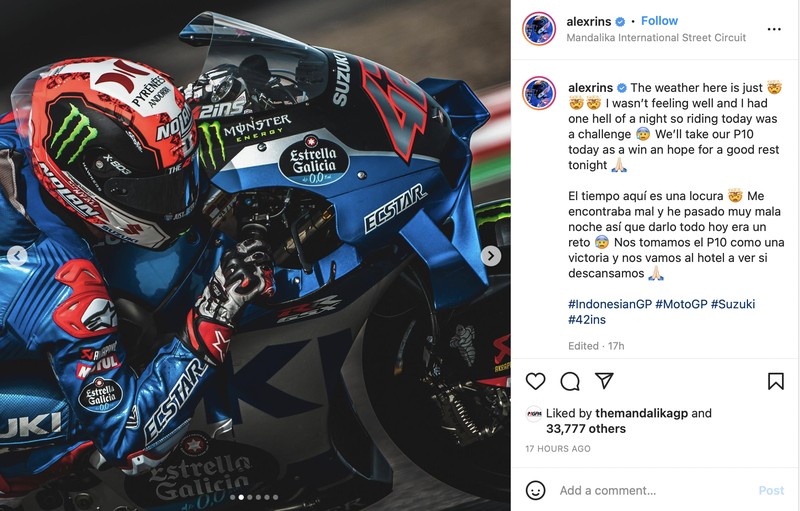 Rider MotoGP melakukan sesi latihan bebas dan berupaya keras menaklukan Sirkuit Mandalika.