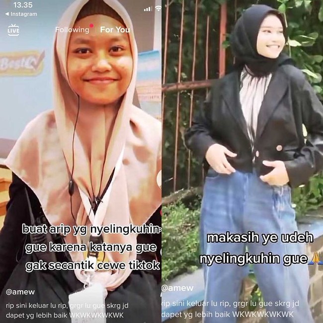 Wanita ini viral karena membuktikan bisa tampil glow up dan lebih baik lagi ketika mantan pacarnya menyebut wajahnya tidak seperti penampilan para wanita di media sosial. Yang lebih membuat netizen emosi, si pacar selingkuh dari wanita tersebut. Foto: Dok. TikTok @bociwtinggi.