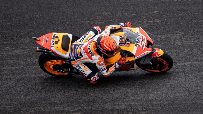 LOMBOK, INDONESIA - MARCH 19: MotoGP rider Marc Marquez #93 of Spain and Repsol Honda Team rides during the free practice 3 of the MotoGP Grand Prix of Indonesia at Mandalika International Street Circuit on March 19, 2022 in Lombok, Indonesia. (Photo by Robertus Pudyanto/Getty Images)