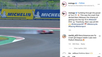 Bahkan, Marc Marquez juga turut jadi korban dan belum menjinakkan sirkuit anyar ini. Foto: Instagram