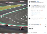 Rider MotoGP melakukan sesi latihan bebas dan berupaya keras menaklukan Sirkuit Mandalika.