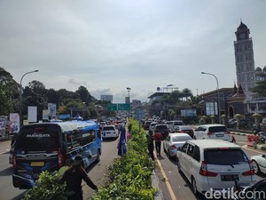Puncak Bogor Dipadati Wisatawan, Polisi Terapkan One Way