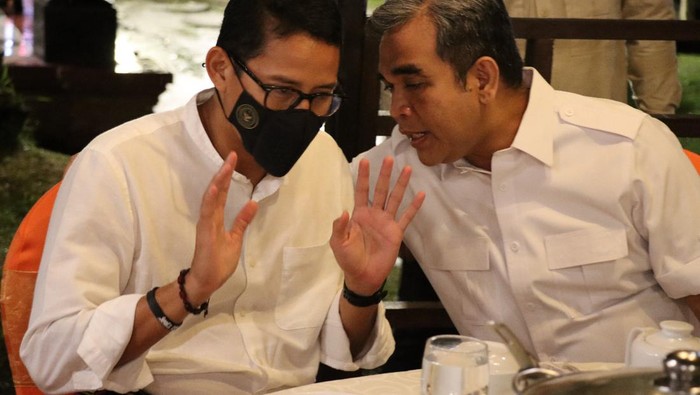 Menparekraf Sandiaga Uno dan Sekjen Partai Gerindra Ahmad Muzani.