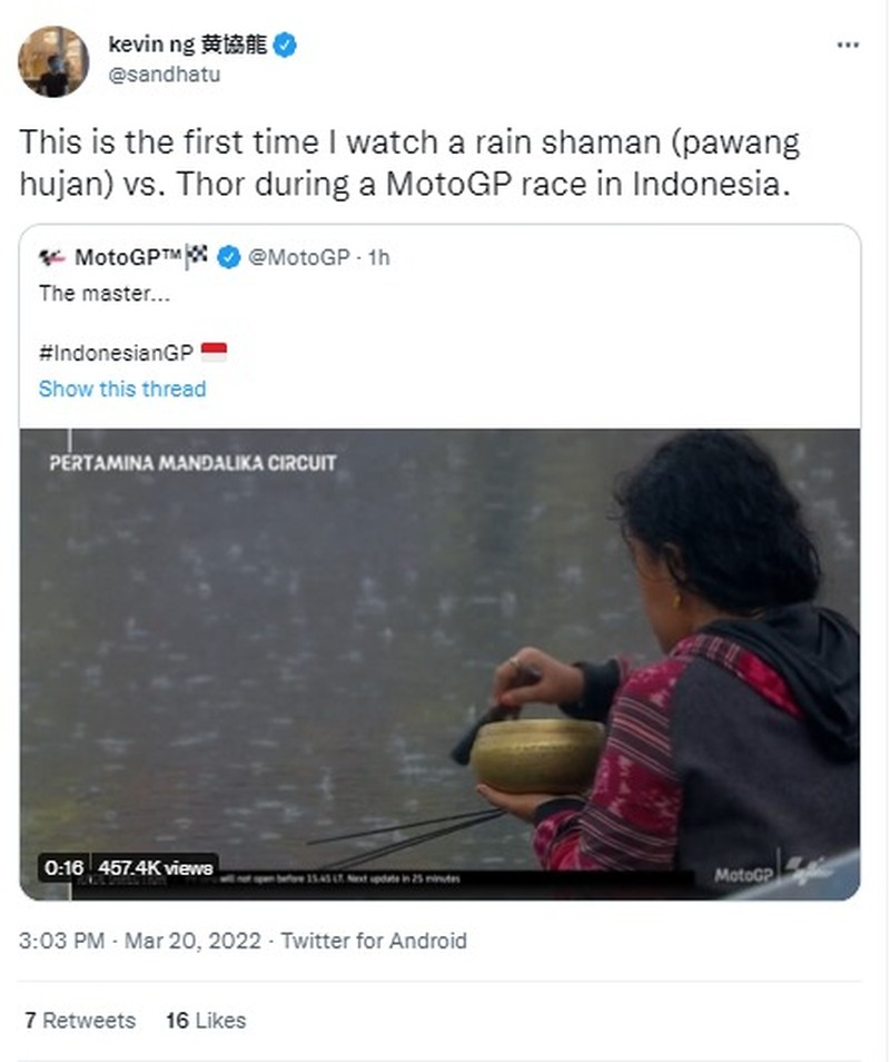 Pawang Hujan MotoGP Mandalika Mendunia