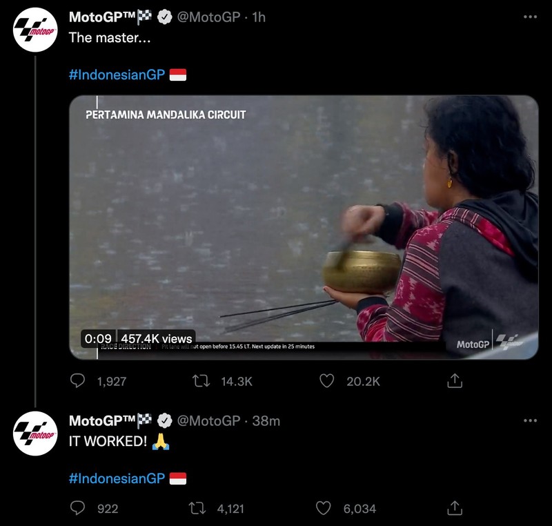 Pawang Hujan MotoGP Mandalika Mendunia