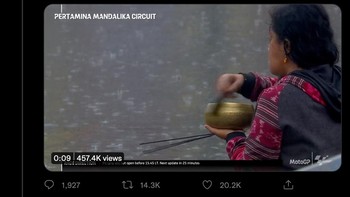 Tetapi ternyata, tariannya di lintasan berjalan dengan baik dan berhasil menghentikan hujan. Foto: (Twitter).