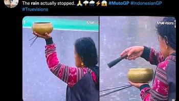 Nama pawangnya, Rara Isti Wulandari dan ia benar-benar menghentikan hujan tersebut. Foto: (Twitter).