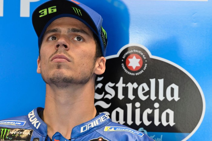 DOHA, QATAR - MARCH 05: Joan Mir of Spain and Team Suzuki ECSTAR looks on in box during the MotoGP of Qatar - Qualifying at Losail Circuit on March 05, 2022 in Doha, Qatar. (Photo by Mirco Lazzari gp/Getty Images,)