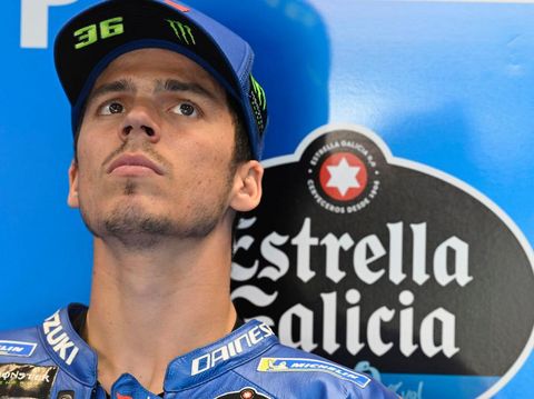 DOHA, QATAR - MARCH 05: Joan Mir of Spain and Team Suzuki ECSTAR looks on in box during the MotoGP of Qatar - Qualifying at Losail Circuit on March 05, 2022 in Doha, Qatar. (Photo by Mirco Lazzari gp/Getty Images,)