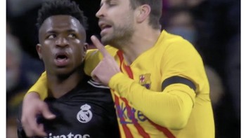 Meme Piques memberitahu, ini Barcelona bukan PSG yang baru disingkirkan Real Madrid. Foto: Twitter