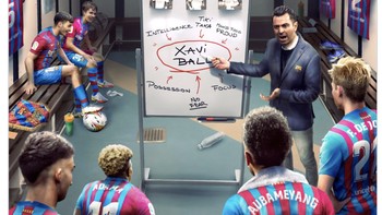 Sang legenda Barca, Xavi Hernandez kembali bikin klub Catalan ini tampil garang lagi usai ditinggalkan Lionel Messi ke PSG musim lalu. Foto: Twitter