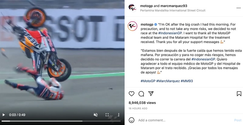 Pebalap MotoGP terima kasih