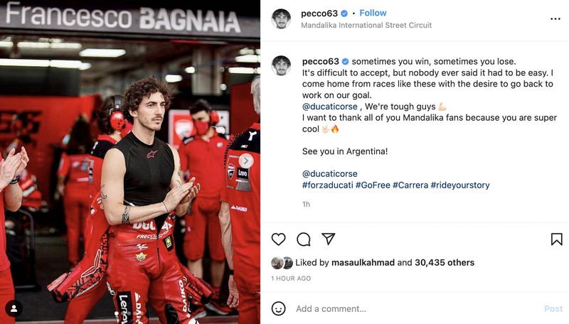 Pebalap MotoGP terima kasih