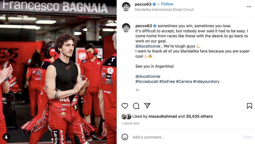 Para Pebalap MotoGP di Instagram: Terima Kasih Indonesia