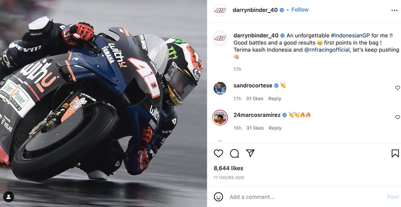Pebalap MotoGP terima kasih