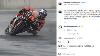 Balapan sulit, posisi 15, namun sebuah kemajuan besar, tak sabar balapan di Argeintina, sebut Maverick Vinales. Foto: Instagram