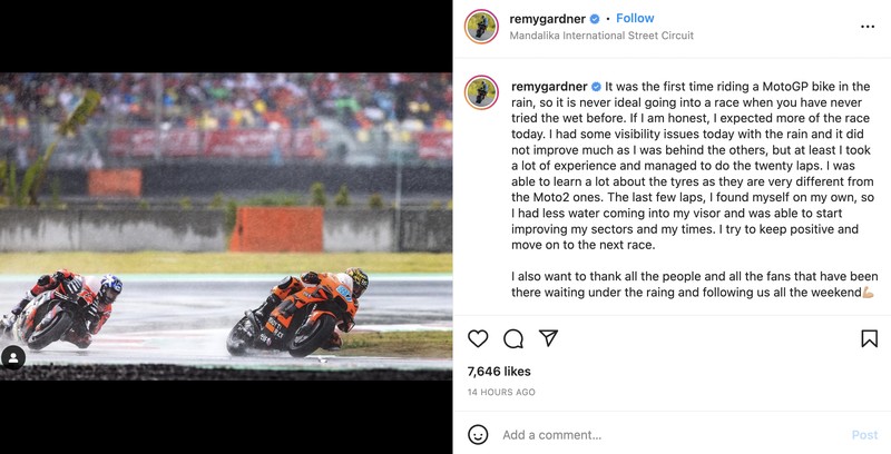 Pebalap MotoGP terima kasih