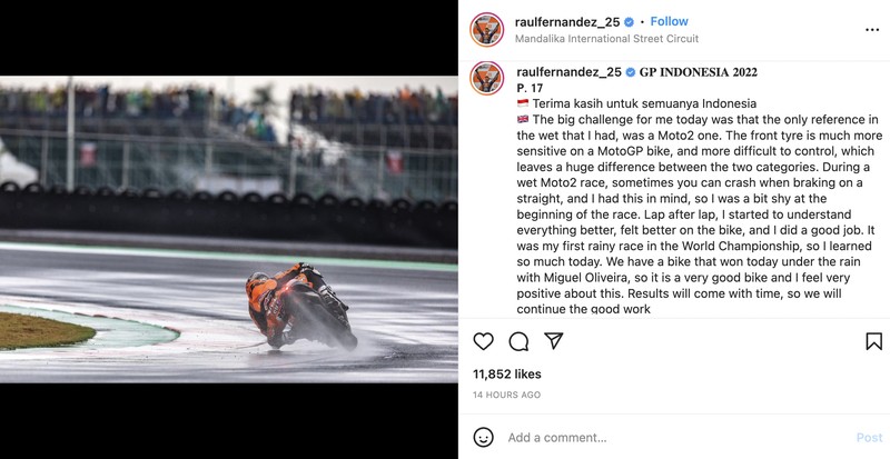 Pebalap MotoGP terima kasih