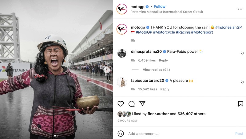 Pebalap MotoGP terima kasih