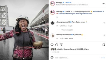 Bonus foto pawang hujan yang menghebohkan MotoGP sampai dikasih ucapan terima kasih. Foto: Instagram