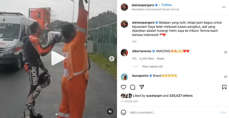 Pebalap MotoGP terima kasih