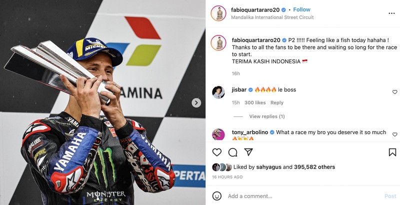 Pebalap MotoGP terima kasih