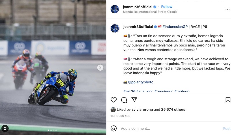 Pebalap MotoGP terima kasih