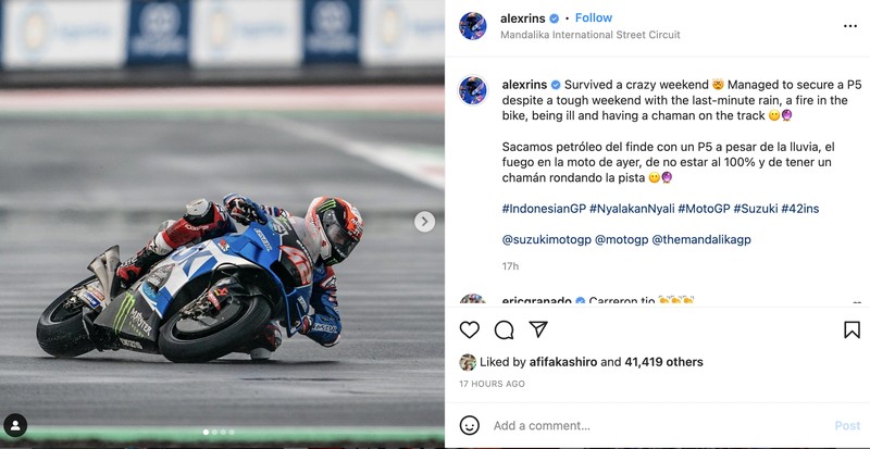 Pebalap MotoGP terima kasih