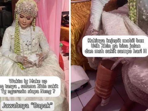 Pengantin wanita viral di media sosial pakai kursi roda saat acara pernikahan.