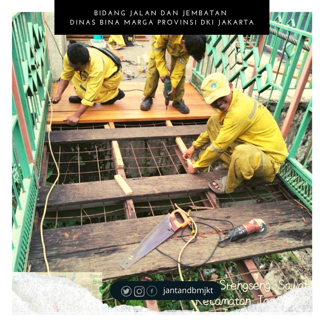Perbaikan Jembatan Wiratman Karkasa di Srengseng Sawah, Jakarta Selatan. (Twitter Bidang Jalan dan Jembatan Dinas Bina Marga DKI) Perbaikan Jembatan Wiratman Karkasa di Srengseng Sawah, Jakarta Selatan. (Twitter Bidang Jalan dan Jembatan Dinas Bina Marga DKI)