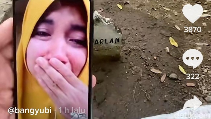 Video @bangyubi tentang pembersihan makam di Madiun yang viral di TikTok