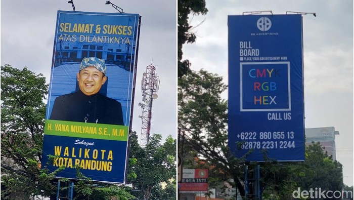 Baliho ucapan selamat untuk Yana Mulyana menghilang.