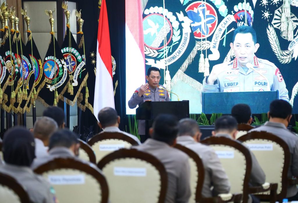 Kapolri Jenderal Listyo Sigit di Rakernis Gabungan Satker Polri