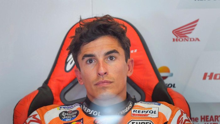 Marc Marquez SPIELBERG, AUSTRIA - AUGUST 06: Marc Marquez of Spain and Repsol Honda Team looks on in box during the MotoGP of Styria - Free Practice at Red Bull Ring on August 06, 2021 in Spielberg, Austria. (Photo by Mirco Lazzari gp/Getty Images)