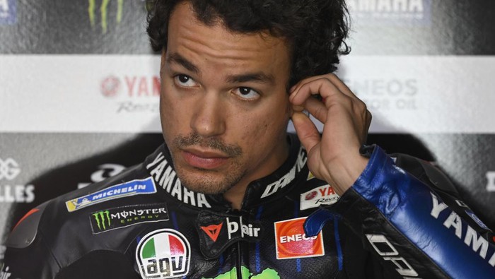 DOHA, QATAR - MARCH 05: Franco Morbidelli of Italy and Monster Energy Yamaha MotoGP Team looks on in  box during the MotoGP of Qatar - Qualifying at Losail Circuit on March 05, 2022 in Doha, Qatar. (Photo by Mirco Lazzari gp/Getty Images,)