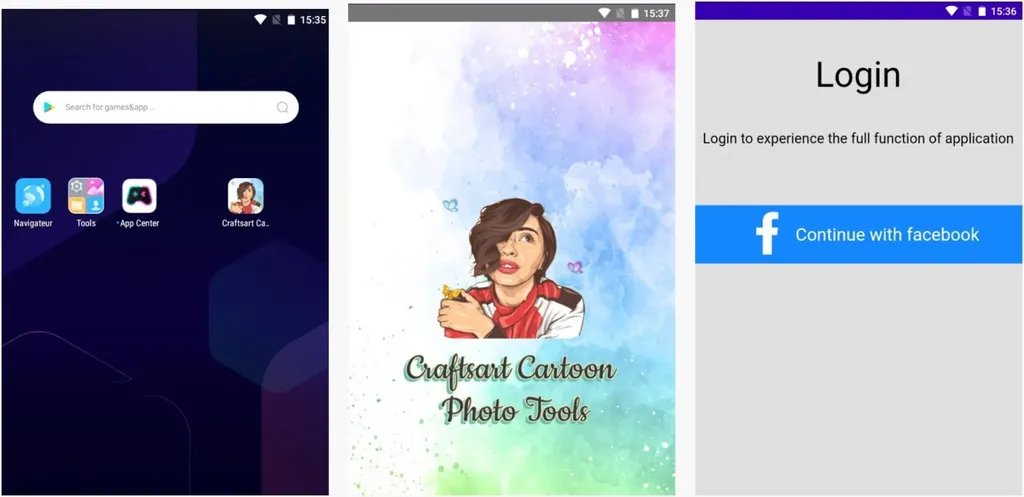 Tampilan aplikasi Craftsart Cartoon Photo Tools