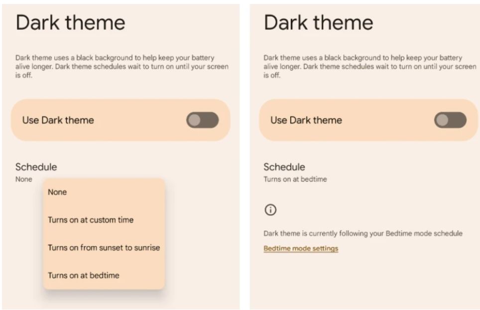 tampilan fitur tema gelap di Android