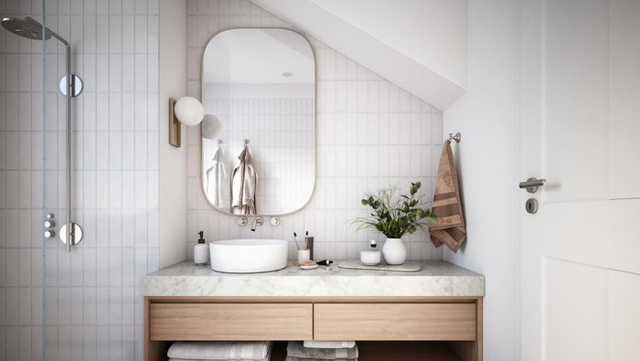 Modern Bathroom Interior stock photo - 3d render