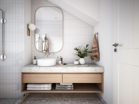 Modern Bathroom Interior stock photo - 3d render