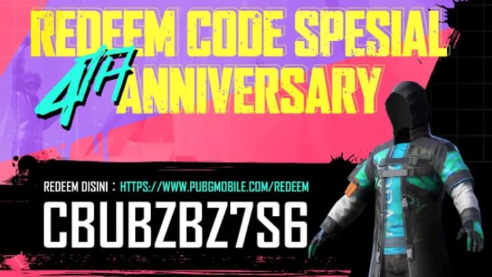 Kode Redeem PUBG Mobile Gratis, Rayakan 4th Anniversary