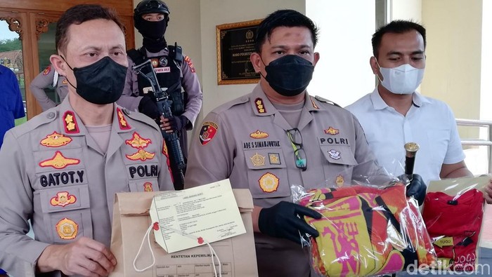 Polresta Solo jumpa pers kasus ayah perkosa anak, Rabu (23/3/2022).