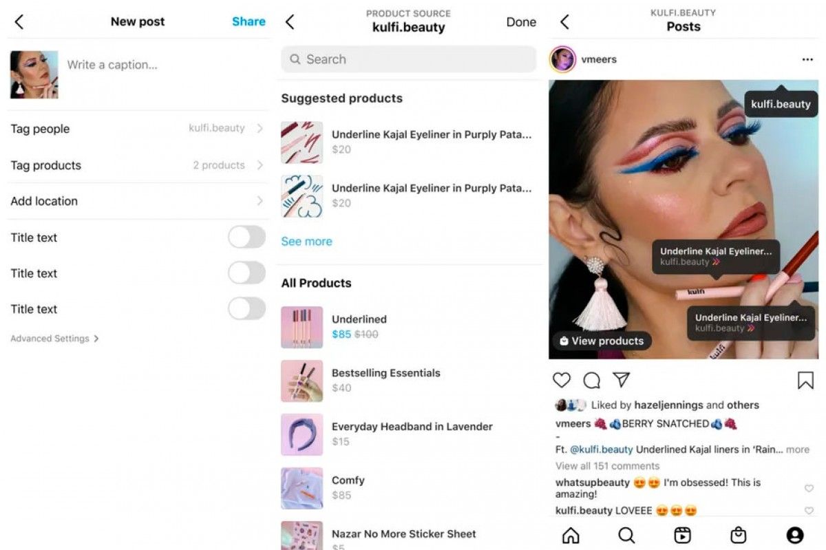 Tampilan fitur tag produk di Instagram